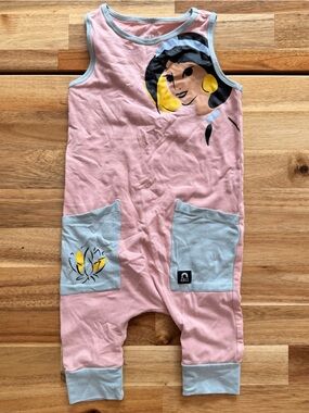 RAGS- Disney’s Jasmine Pink Toddler Romper with Blue Pockets